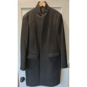 NWT $575 All‎ Saints Mens 44/2XL The Burge Wool Mock Neck Plaid Overcoat